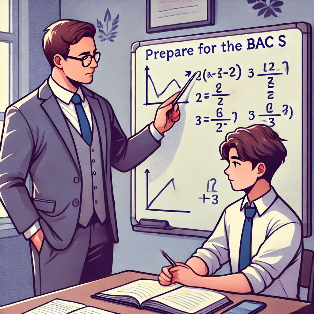 Coaching scolaire : Comment décrocher une mention au Bac S grâce à un plan de révision personnalisé 16 Coach scolaire expliquant un problème mathématique à un étudiant sur un tableau blanc, dans le cadre d'une préparation au Bac S.